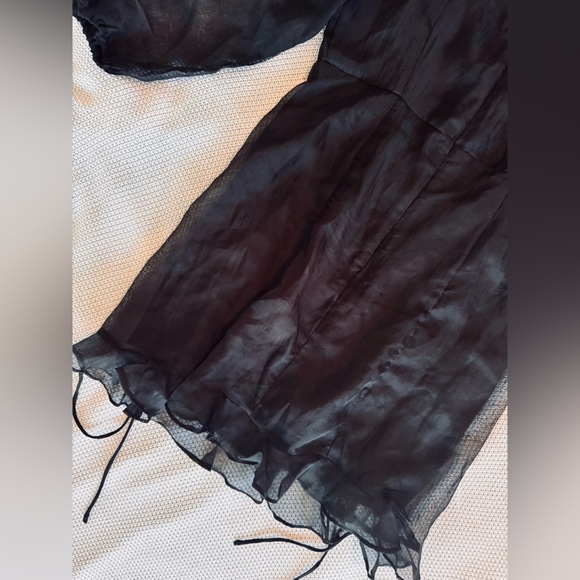 12th TRIBE Lioness Feng Shui Black Sheer Sleeve Mini Dress - Picture 13 of 16